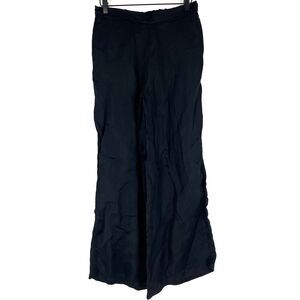 Athleta Calm Cool Wide Leg Pants Medium Black Silky Lounge Pull On Cupro Flowy